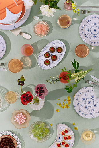 An elegant table set with Blue Fluted Plain